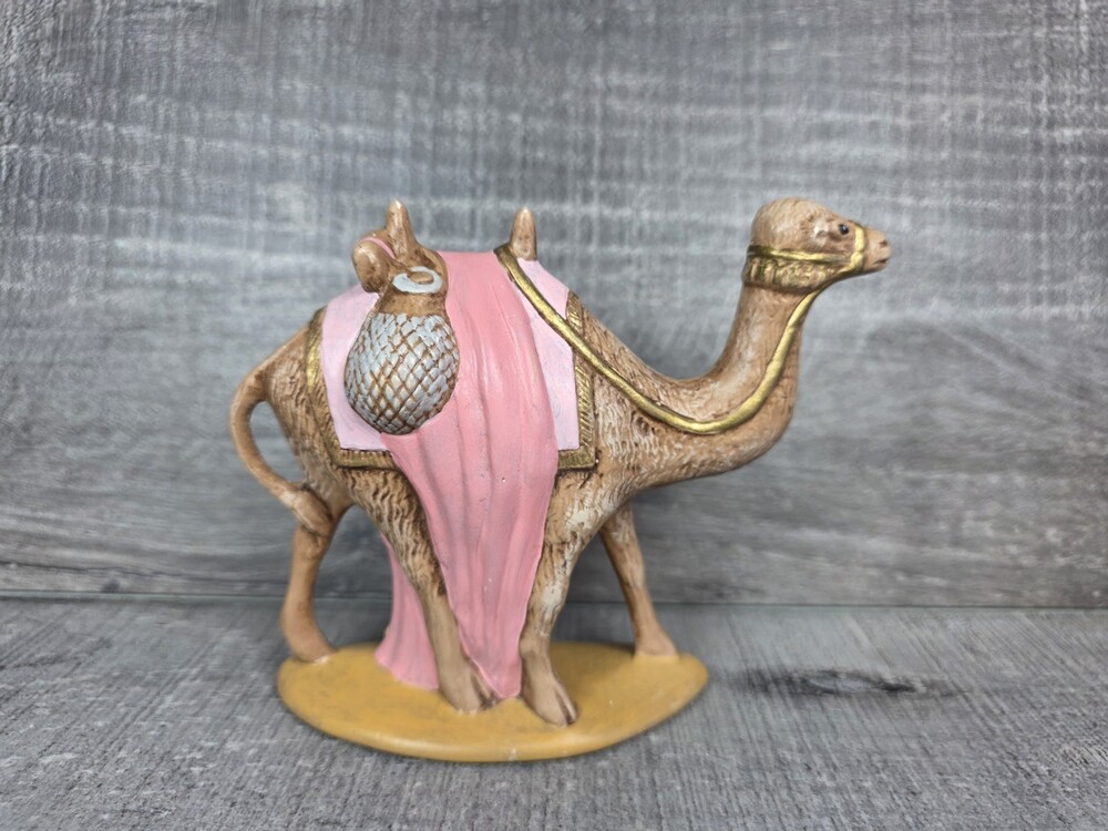 Ceramic Standing Camel Nativity Figure 5" Pink Painted Christmas g71e13